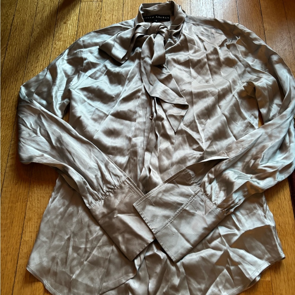 Ralph Lauren Silver Silk Blouse